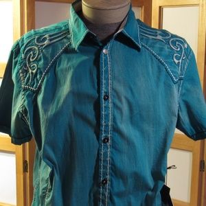 NWT Mens Western Cowboy Style Button Down Shirt XL